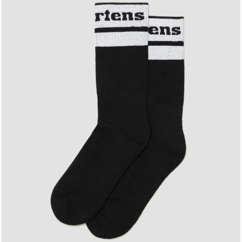 1-Pair Dr. Martens Size M/L Crew Socks Athletic Logo Black/Gray/Black